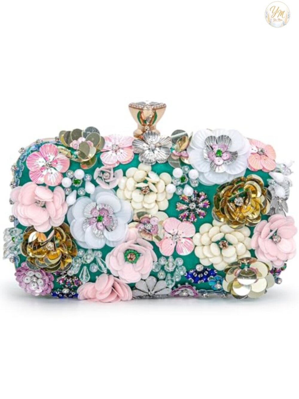 Sequin PU Leather Floral Evening Clutch Chain Strap Wedding Bag